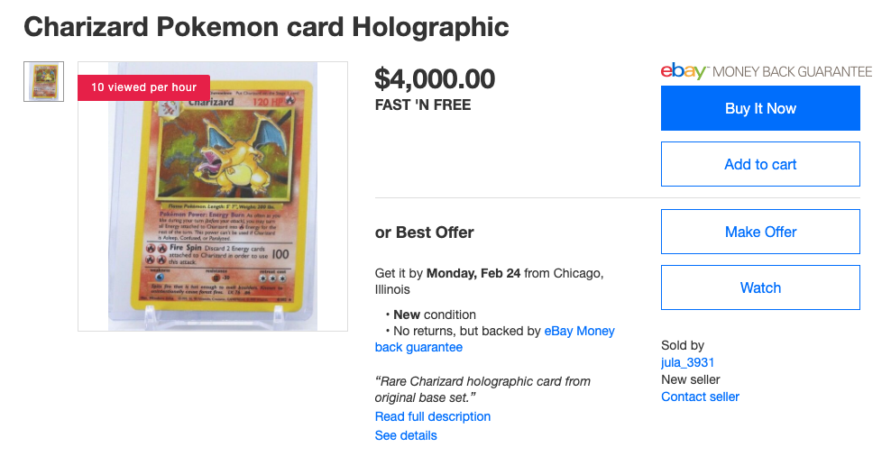 Holographic Charizard Non-Fungible Asset
